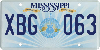 MS license plate XBG063