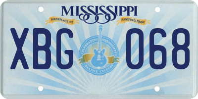 MS license plate XBG068