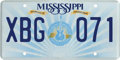 MS license plate XBG071