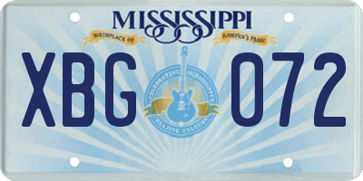 MS license plate XBG072