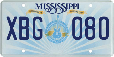 MS license plate XBG080