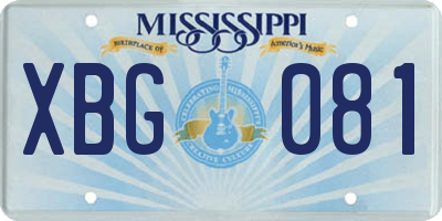 MS license plate XBG081