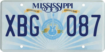 MS license plate XBG087
