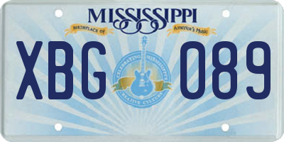 MS license plate XBG089