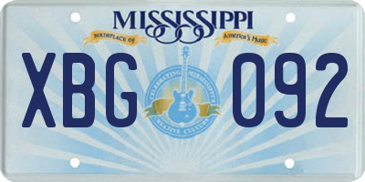 MS license plate XBG092
