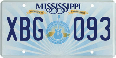 MS license plate XBG093