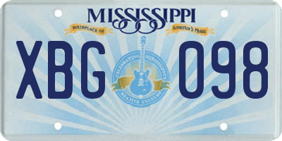 MS license plate XBG098