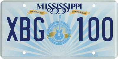 MS license plate XBG100