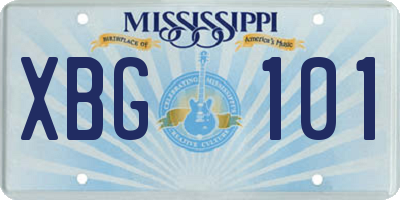MS license plate XBG101