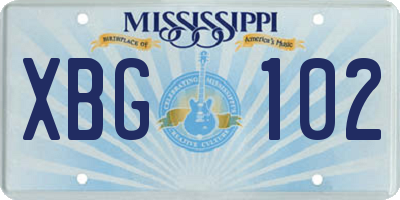 MS license plate XBG102