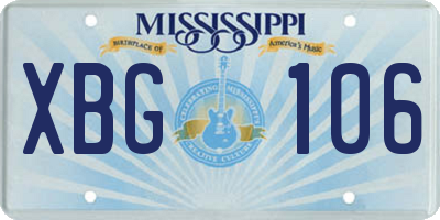 MS license plate XBG106