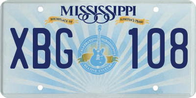 MS license plate XBG108