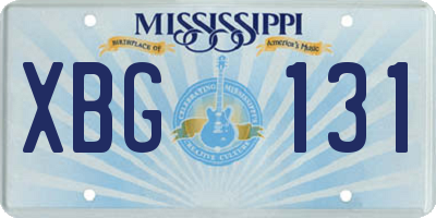MS license plate XBG131