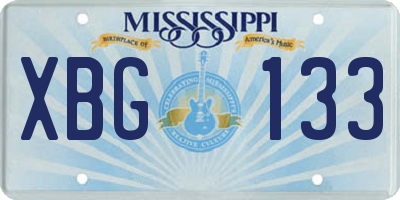 MS license plate XBG133