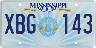MS license plate XBG143