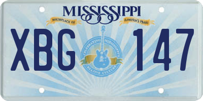 MS license plate XBG147