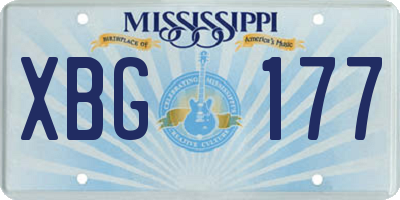 MS license plate XBG177