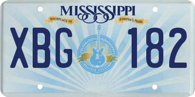 MS license plate XBG182