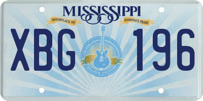MS license plate XBG196
