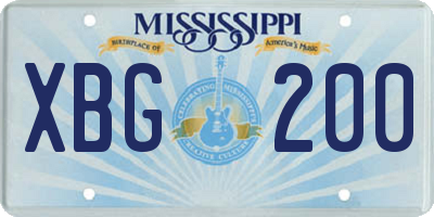 MS license plate XBG200