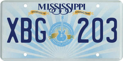 MS license plate XBG203