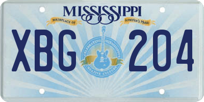 MS license plate XBG204