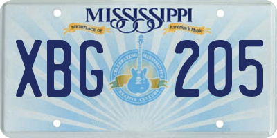 MS license plate XBG205