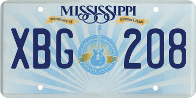 MS license plate XBG208
