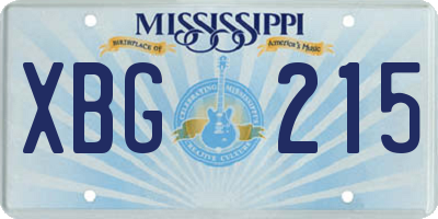 MS license plate XBG215