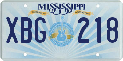 MS license plate XBG218