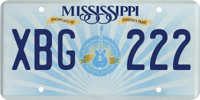 MS license plate XBG222