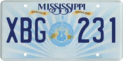 MS license plate XBG231