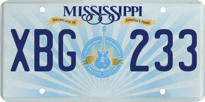 MS license plate XBG233