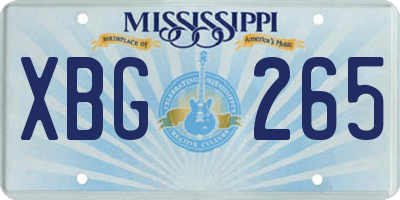 MS license plate XBG265