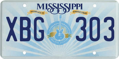 MS license plate XBG303