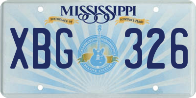 MS license plate XBG326