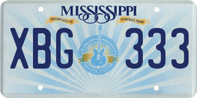 MS license plate XBG333