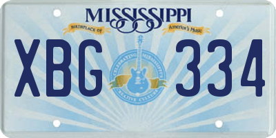 MS license plate XBG334