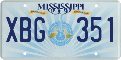 MS license plate XBG351