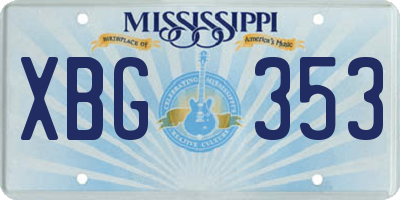 MS license plate XBG353