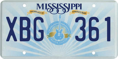 MS license plate XBG361