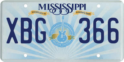 MS license plate XBG366