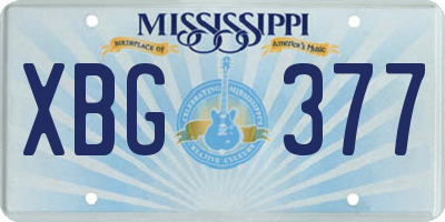 MS license plate XBG377