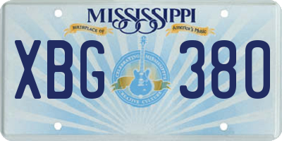 MS license plate XBG380