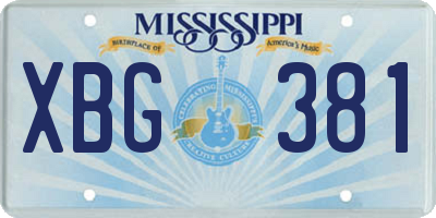 MS license plate XBG381