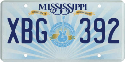 MS license plate XBG392