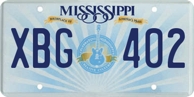 MS license plate XBG402
