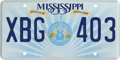 MS license plate XBG403