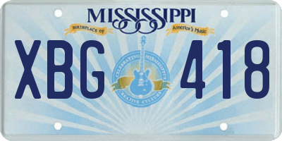 MS license plate XBG418