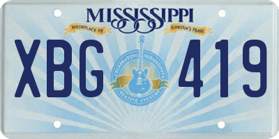 MS license plate XBG419